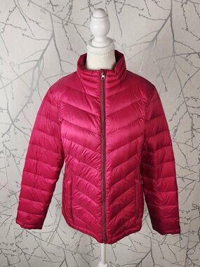 CORE Life Hot Pink Down Filled Full Zip Lightweight Puffer Jacket